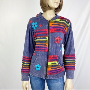 Rising International Purple Patchwork Boho Hoodie